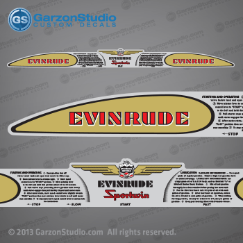 evinrude 1940 3.3hp hp  Sportwin decal set replica wrap sticker old outboard vintage
