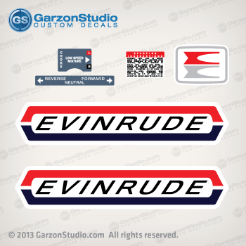 69 Evinrude Outboard 25 hp sportster decal set Evinrude Outboard Decal set for 2 stoke evinrude 1970 motors 0279282 DECAL SET 
EVINRUDE 1970 25002C 25002E 25003C 25003E MOTOR COVER GROUP

 CHOKE LOW SPEED MIXTURE STARTING INSTRUCTION: CONNECT FUEL LINE TO MOTOR (BULB END AT TANK), SQUEEZE BULB UNTIL PRESSURE IS FELT, SHIFT TO NEUTRAL, SET SPEED CONTROL AT START, PULL CHOKE AND START - CHOKE AS REQUIRED. TO STOP, PUSH BUTTON ON CONTROL PANEL. SPARK PLUGS - CHAMPION J4J AC M42K OR AUTO-LITE A21X, GEARCASE USES OMC TYPE C LUBRICANT, OBC CERTIFIED 25 H.P. AT 4500 R.P.M. OPERATING RANGE 4000 TO 5000 R.P.M. 