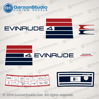 72 Evinrude Outboard 4 HP MINITWIN decal set Evinrude Outboard Decal set for 2 stoke evinrude 1972 motors
EVINRUDE 1972
