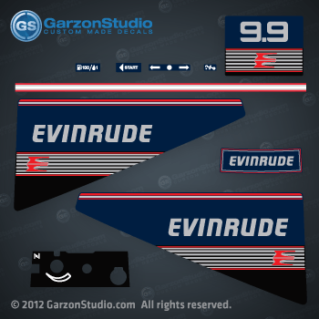 1989 1991 Evinrude 9.9 hp decal set Decal set replica  10 hp 10hp from 1988, 1994. this set may replace or can be used instead of part number: 283751	0283751, 0283752, 0283753, 0283814 DECAL SET 0211422, 0211159 FRONT PLATE DECAL
