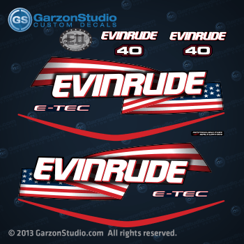Stars and Stripes American U.S. USA U.S.A. 2004 2005 2006 2007 2008 2009 Evinrude outboard 40hp decal set kit DECAL SET, Flag Blue outboards cover engine motor models

0215536 EVINRUDE - Blue 
0352506 BRP Logo 
0215537 EVINRUDE E-TEC - Port -Blue 
0215538 EVINRUDE E-TEC - Starboard - Blue 
0215880 STRIPE - Port - Blue 
0215881 STRIPE - Starboard - Blue 
0215532 40 HP Front/Rear - Blue 
0215533 50 HP Front/Rear - Blue 
0215534 60 HP Front/Rear - Blue 
0215791 60 HP Front/Rear 
0215791 65 HP Front/Rear 
0334435 OWNER - Attention 
0215896 APPROVED FOR SALTWATER
0215558 EVINRUDE EU 2006,
0353680 COMMERCIAL,
0215870 EVINRUDE 100th ANNIVERSARY - Blue 

E40DPLSEE E40DSLSEC E40DTLSEC 
E50DPLSEE E50DSLSEC E50DTLSEC 
E60DPLSEE E60DSLSEC E60DTLSEC
This custom made decals will fit on the following engine covers:

0285709 ENGINE COVER Assy, Blue
0285710 ENGINE COVER Assy, White
