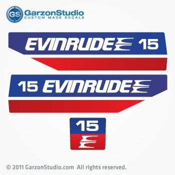 Evinrude Outboard 15 hp decal set 1970 1971 1972 1973 1974 1975 1976 1977 1978 1979 1980 1981 1982 1983 decals sticker stickers