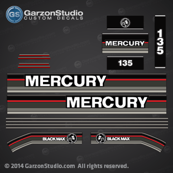 MERCURY 150 hp 1991 1992 1993 decal set  

1989-1990 Mercury 135 hp L: 1135412GD L, 71354120D L, 7135412SD L, 7135412YD L, 11354120D L, 1135412JD L, 1135412LD L, 7135417PD L.
1989-1990 Mercury 135 hp XL: 7135427PD XL, 1135422GD XL, 11354220D XL, 1135422JD XL, 1135422LD XL.
1989-1990 Mercury 135 hp CXL: 11354250D CXL, 1135425JD CXL, 1135425LD CXL.

Price is for one part. We sell all parts individually.
1	9742A88 TOP COWL ASSEMBLY (BLACK) 135
23	18755A FRONT SHIELD ASSEMBLY (BLACK)

