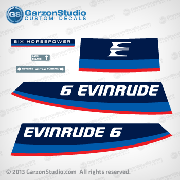 1975 Evinrude 6 hp decal set 0279810 0207355
APPLIQUE Front decal