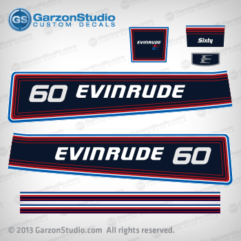 Evinrude 60 hp (Sixty) decal set 80s Evinrude 1981 60hp EVINRUDE 1981 0281634 
E60ECIA E60ECIH E60ELCIA E60ELCIH E60TLCIA E60TLCIH MOTOR COVER-EVINRUDE