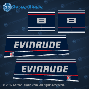 1993, 1994, 1995, 1996, 1992,  Evinrude 8 hp decal kit 0284519 0435610 DECAL SET 8hp 