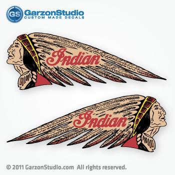 Indian head Decals for Indian Motorcycles