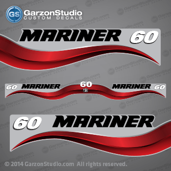 2003 - 2012 Mariner Outboard decal set - 60 hp - Red decal kit set - 2002 2003 2004 2005 2006 2007 2008 2009 2010 2011 60hp 37-811211A03 decals 811211A03
Mariner 811211A03 DECAL SET, (Gray 60 Electric)