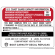 U.S. Coast Guard Capacity Information Maximum Capacities plate decal TRAILORBOAT 14 KLAMATH DLX