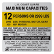 USCG U.S. Coast Guard Capacity Information Boat Maximum Capacities plate decal STICKER label plate silver