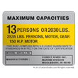 U.S. Coast Guard Capacity Information Maximum Capacities plate decal FOREST RIVER BOATS BOAT