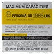 U.S. Coast Guard Capacity Information Maximum Capacities plate decal