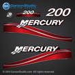05 06 07 2005 2006 2007 200 hp 200hp Mercury FourStroke optimax decal set decals red 2003 2004 2005 2006 MERCURY 200 hp 37-855410A04 decal set Red decals 8M0065127