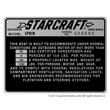 Starcraft Capacity Information Maximum Capacities plate decal