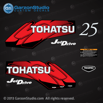 Tohatsu 25 hp 25hp M25H jet drive decal set red 25hp decal 2002, 2003, 2004, 2005, 2006, 2007, 2008, 2009, 2010, 2011, 2012, 2013 and 2014 forward neutral reverse starting instructions side up decal tohatsu logo sticker stickers
Tohatsu M25H jet drive DECAL SET [3MV-87801-0] 25hp M25H jet drive 3MV-87801-0
3HT-67564-0 JET DRIVE DECAL 25 JET

