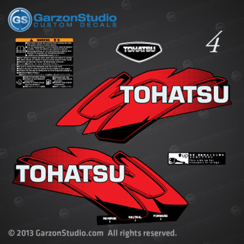 Tohatsu 4 hp 4HP m4c decal set red 4hp decal 2002, 2003, 2004, 2005, 2006, 2007, 2008, 2009, 2010, 2011, 2012, 2013 and 2014 forward neutral reverse starting instructions side up decal tohatsu logo stiker
12-14-3 3F9Q87801-2 DECAL SET 4HP
