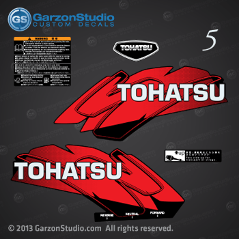 Tohatsu 5 hp 5hp m5b decal set red 5hp decal 2002, 2003, 2004, 2005, 2006, 2007, 2008, 2009, 2010, 2011, 2012, 2013 and 2014 forward neutral reverse starting instructions side up decal tohatsu logo sticker stickers
12-14-3 369Q87801-3 DECAL SET 5HP M5B M5BS
Decal Set 369S87801-3
